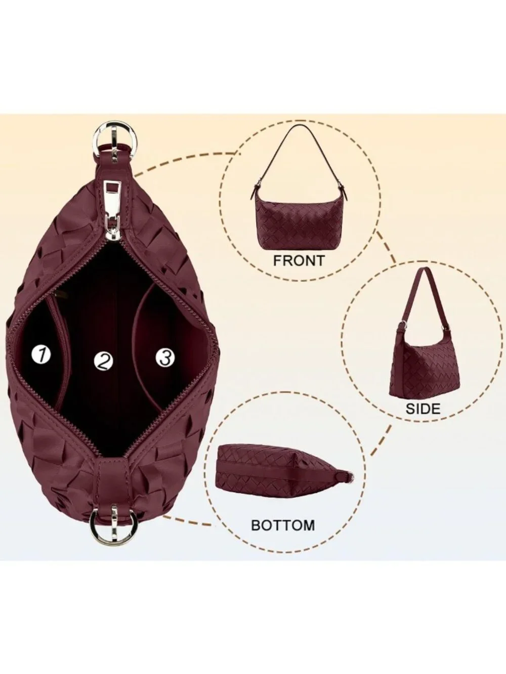Stylish Woven Faux Leather Hobo Bag - Soft Shoulder Handbag for Work & Travel